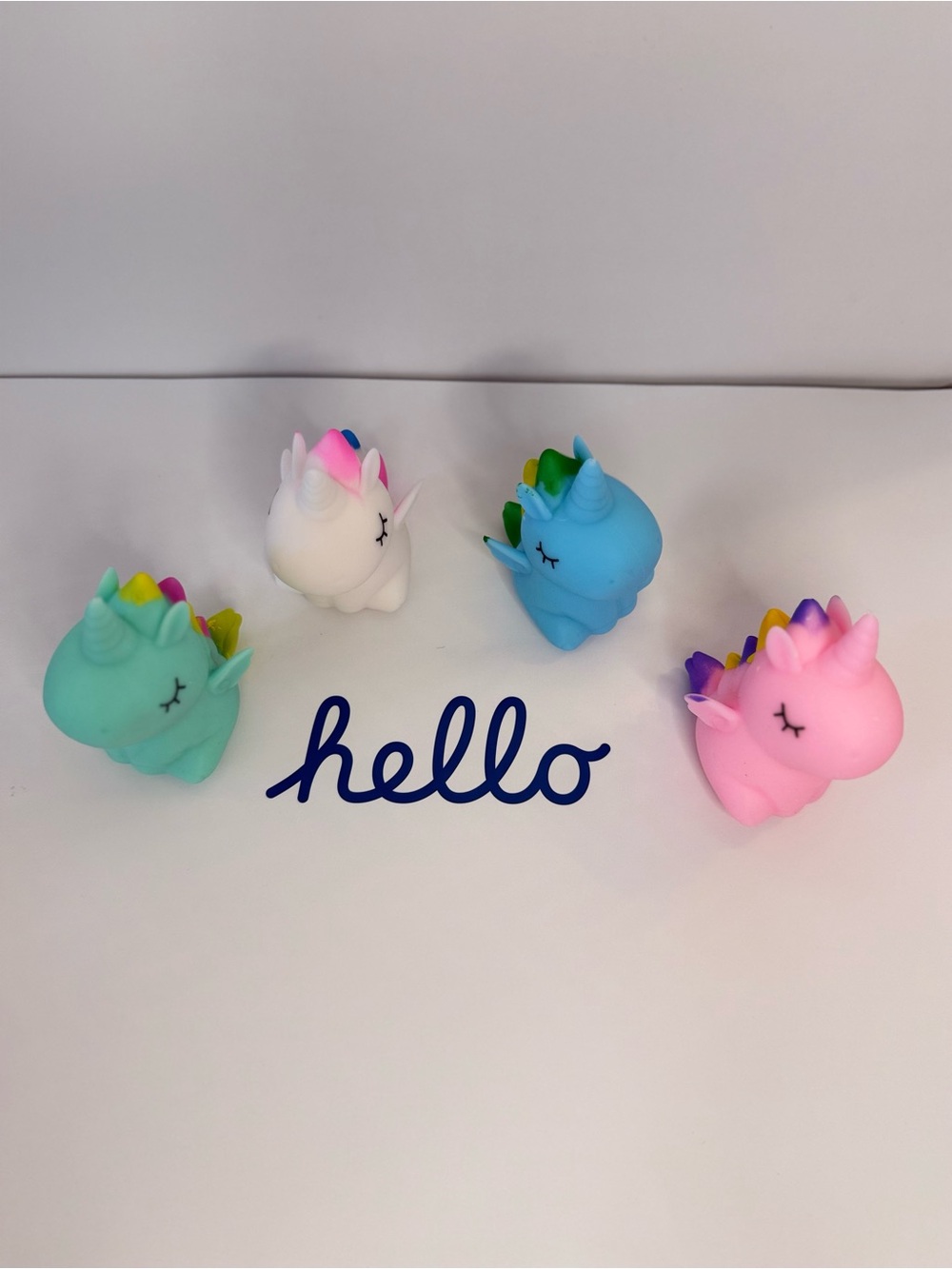 Set of Four Unicorn Squishies Toys - Mint, White, Blue, Pink. New! - Picture 2 of 7